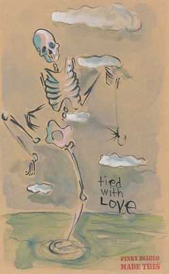 Fly Fishing Art Tied With Love - Pinky Diablo Fishing Watercolor