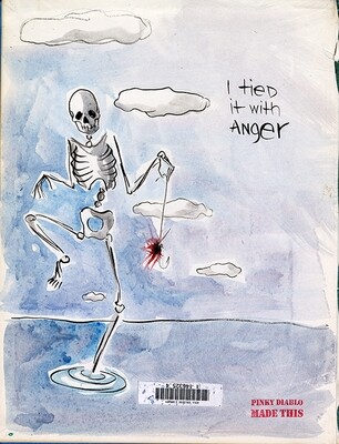 Dia de los Muertos Pescados con mosca - Pinky Diablo COVID Fly Fishing Watercolor
