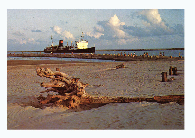 South Padre Postcard Jetties Tanker - Vintage 1970's