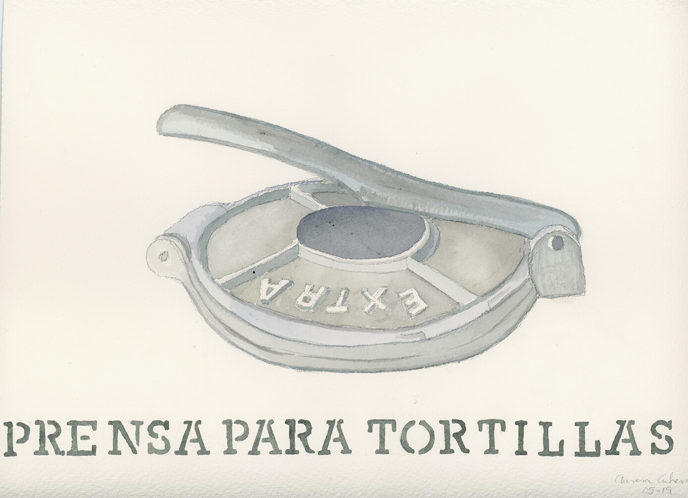 Restaurant Art Prensa de Tortillas - Aurora Cabrera Water Color Print