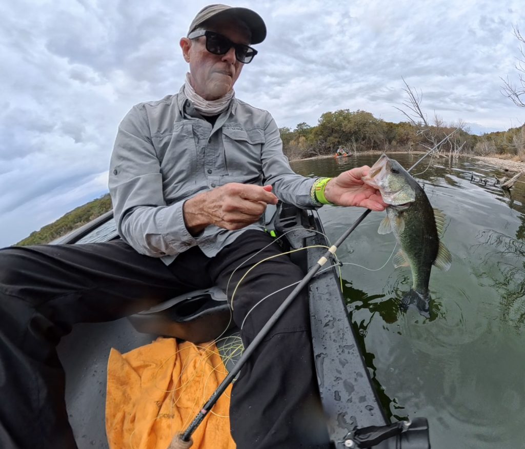 Bass on fly - Comanche Creek Texas