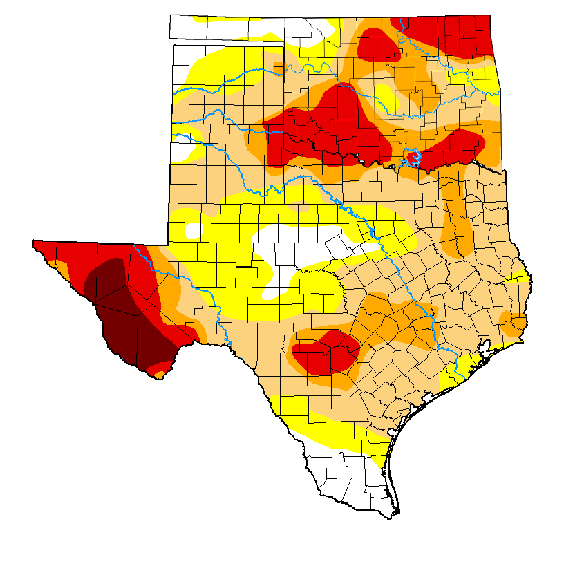 texas oklahoma drought map